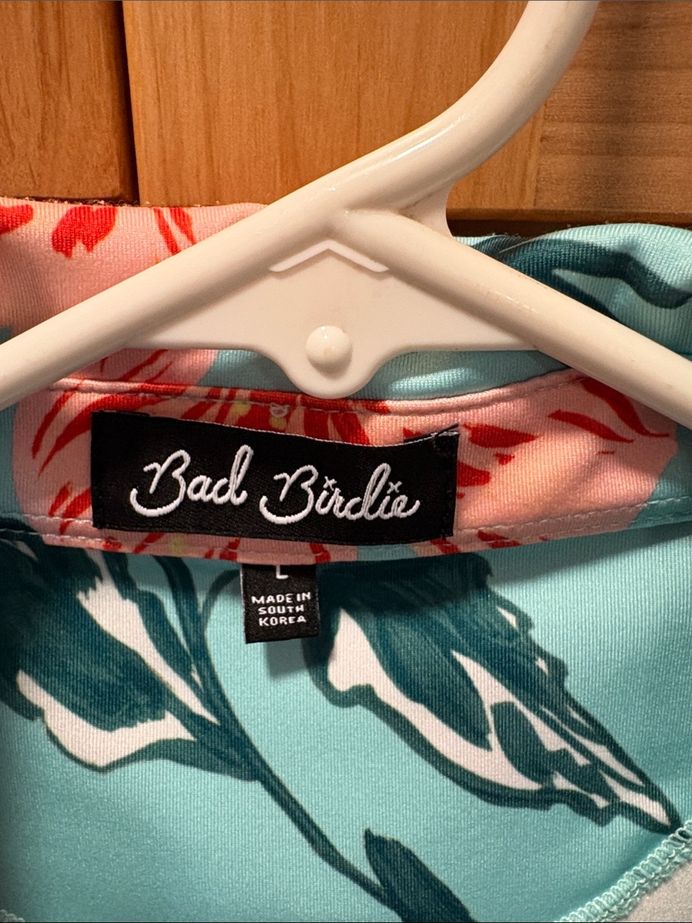 Bad Birdie Coral Floral Sleeveless Polo Tank on Aqua Base - Picture 3 of 4